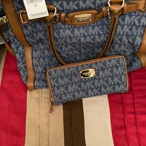 SOLD authentic mk leather& jean purse with wallet